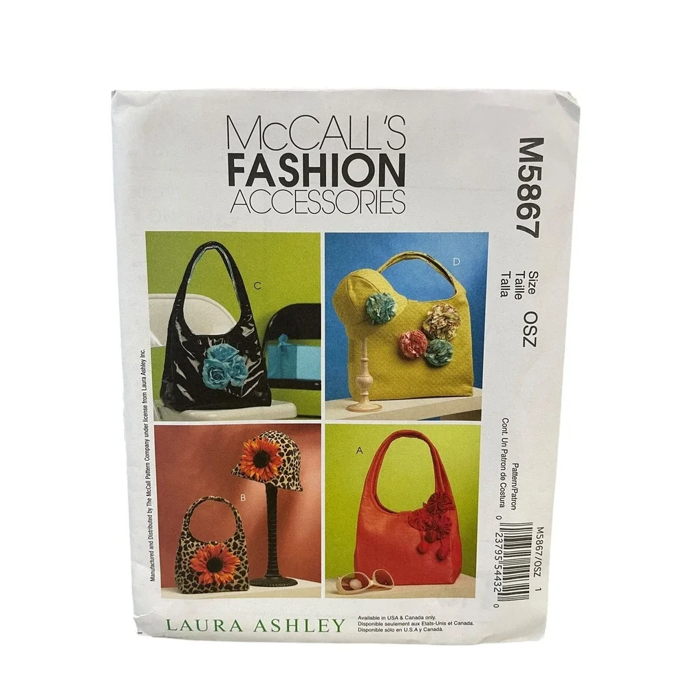 McCall's Sewing Pattern M5867 Unisex One Size Multicolor Purse Bag Accessories